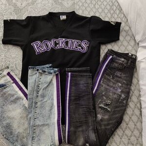 Majestic Black and Purple Rockies Jersey